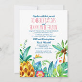 Invitation ananas beach palmiers tropical mariage (Devant)