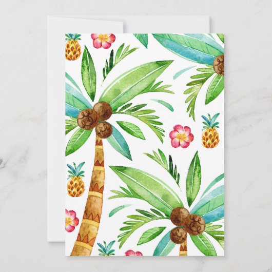 Invitation ananas beach palmiers tropical mariage (Dos)