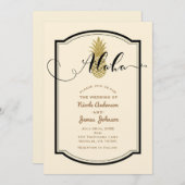 Invitation Ananas doré et ananas rustique noir tropical (Devant / Derrière)