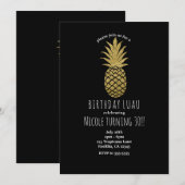 Invitation Ananas doré noir moderne chic tropical party (Devant / Derrière)