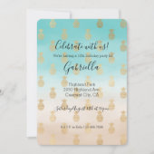 Invitation Ananas dorés ombrés aqua crème pêche (Devant)