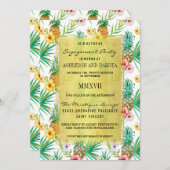 Invitation Ananas et Hibiscus Destination Partie d'engagement (Devant / Derrière)