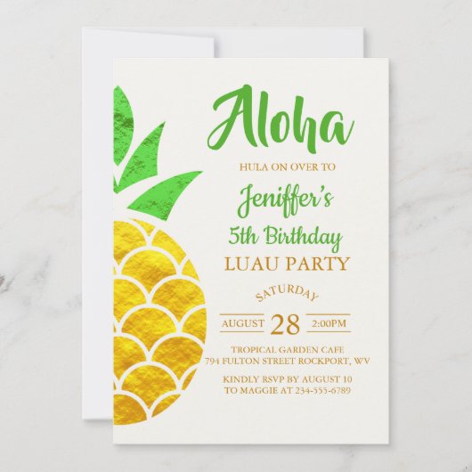 Invitation Ananas géométrique en or Foil été | Anniversaire  (Devant)