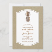 Invitation Ananas Kraft Naturel Tropical Bronze Doré (Devant)