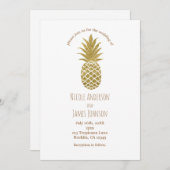 Invitation Ananas Or Blanc Moderne Chic Mariage Tropical (Devant / Derrière)