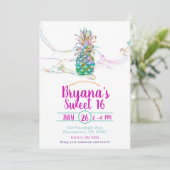 Invitation Ananas Rainbow Color Splash Sweet 16 Party (Debout devant)