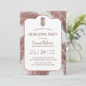Invitation Ananas Rose d'or moderne Luau Graduation Party (Debout devant)