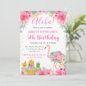 Invitation Ananas rose et or et Anniversaire de enfant Flaman (Debout devant)