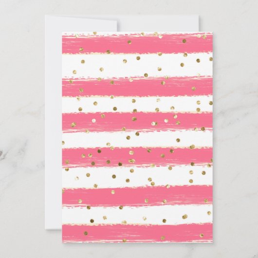 Invitation Ananas rose et or & Flamant rose doux 16 (Dos)