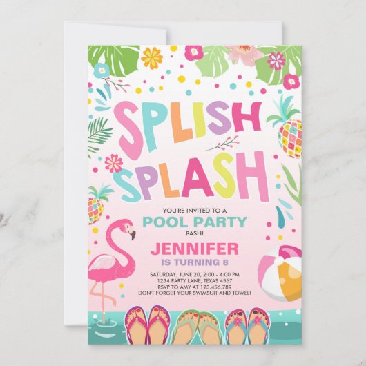 Invitation Ananas tropical de Flamant rose d'invitation de (Devant)