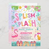 Invitation Ananas tropical de Flamant rose d'invitation de (Devant / Derrière)