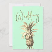 Invitation Ananas Tropical Élégant Mariage d'or moderne (Devant)