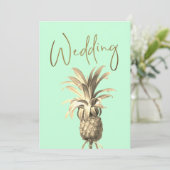 Invitation Ananas Tropical Élégant Mariage d'or moderne (Debout devant)