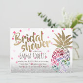 Invitation Ananas tropical Élégante Fête des mariées florale (Debout devant)