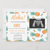 Invitation Ananas tropical exotique 1er anniversaire Photo In (Devant)
