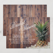 Invitation Ananas tropical Fête des mariées florale rustique (Devant / Derrière)