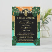 Invitation Ananas Tropical Gold Élégante Fête des mariées Lua (Debout devant)