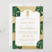 Invitation Ananas Tropical Mariage moderne Parties scintillan (Devant)