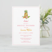 Invitation Ananas tropical Pink floral Bridal (Debout devant)