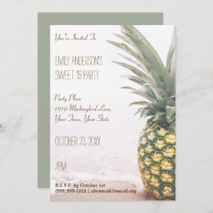 Invitation Ananas tropical Plage d'été Sweet 16 Anniversaire