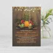 Invitation Ananas Tropical String Lumières Plage Mariage (Debout devant)