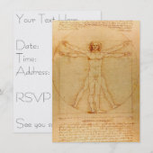 Invitation Anatomie humaine, homme de Vitruvian par Leonardo (Devant / Derrière)