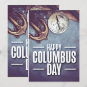 Invitation Anchor & Compass – Jour de Christophe Colomb  (Devant / Derrière)