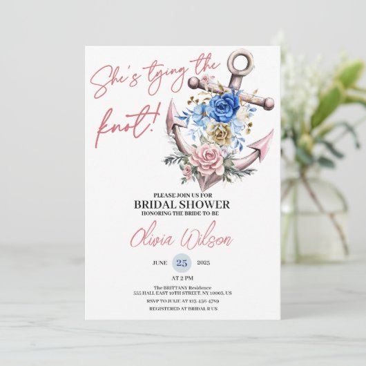 Invitation Anchor Tying the Knot Nautical Bridal Shower (Debout devant)