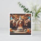 Invitation Ancien anniversaire d'ours, fête des ours grizzlis (Debout devant)