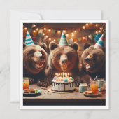 Invitation Ancien anniversaire d'ours, fête des ours grizzlis (Devant)