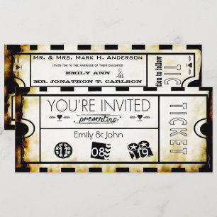 Invitation Ancien Billet en Papier Vintage Typographie Modern