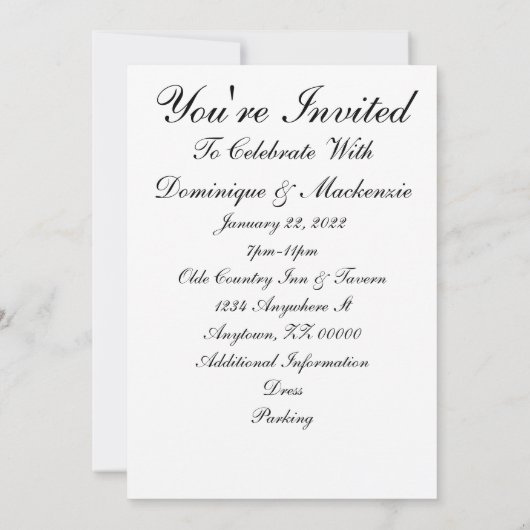 Invitation Ancien couple interracial (Dos)