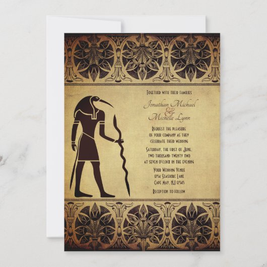 Invitation Ancien Dieu égyptien Thoth, Quill et Mariage d'enc (Devant)
