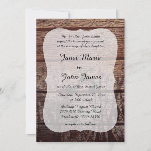 Invitation Ancien Mariage campagnard (Devant)