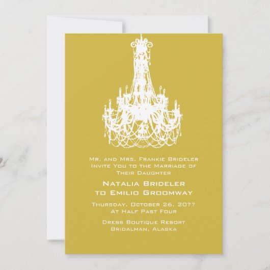 Invitation Ancien Mariage couleur unique Gold Bold (Devant)