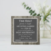 Invitation Ancien Mariage de tableau de bord rustique (Debout devant)