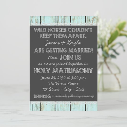 Invitation Ancien Mariage de tableau de bord rustique (Debout devant)