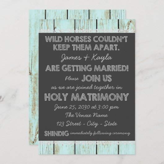 Invitation Ancien Mariage de tableau de bord rustique (Devant / Derrière)