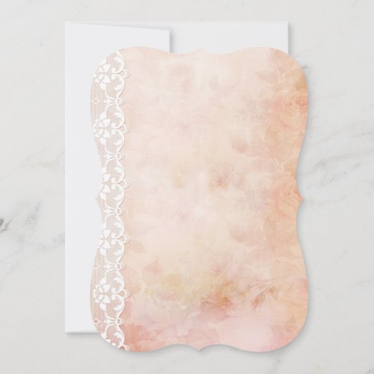 Invitation Ancien papier romantique avec Roses et Mariage den (Dos)