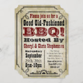 Invitation Ancien parti rustique rustique barbecue barbecue (Devant / Derrière)