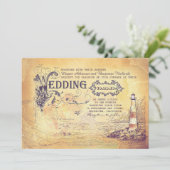 Invitation Ancien phare vintage mariage nautique invite (Debout devant)