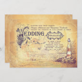 Invitation Ancien phare vintage mariage nautique invite (Devant / Derrière)
