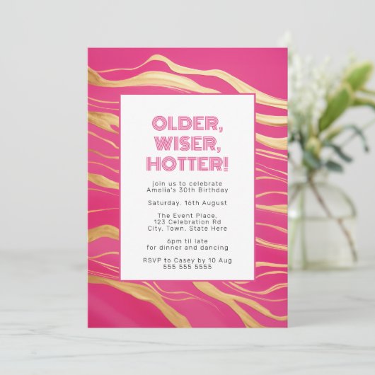 Invitation Ancien, plus sage, plus chaud rose & Faux Or (Debout devant)