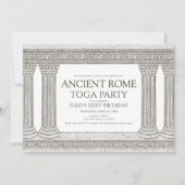 Invitation Ancien Rome Toga Anniversaire fête avec colonnes (Devant)