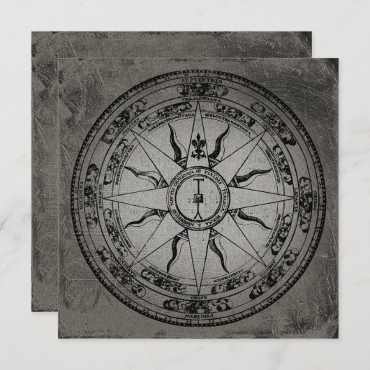 Invitation Ancien Rose Compass (Devant / Derrière)