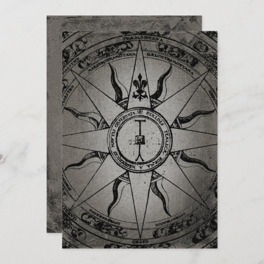 Invitation Ancien Rose Compass (Devant / Derrière)