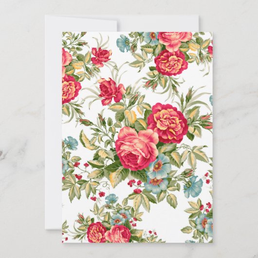 Invitation Ancien Rose de pays Chintz Mariage (Dos)