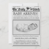 Invitation Ancien style noir & blanc Annonce de naissance (Devant)