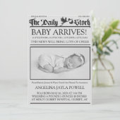 Invitation Ancien style noir & blanc Annonce de naissance (Debout devant)
