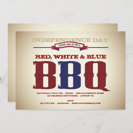 Invitation ancienne de rouge, blanche et bleue du (Devant / Derrière)